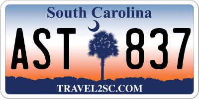 SC license plate AST837