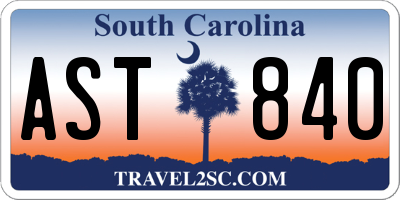 SC license plate AST840