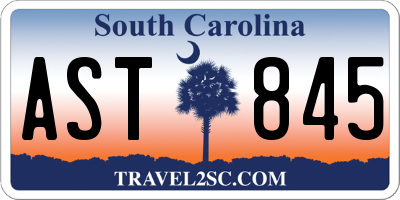 SC license plate AST845