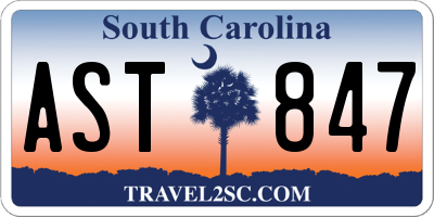 SC license plate AST847