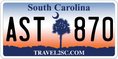 SC license plate AST870