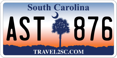 SC license plate AST876