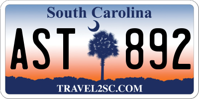 SC license plate AST892
