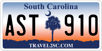 SC license plate AST910