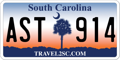 SC license plate AST914