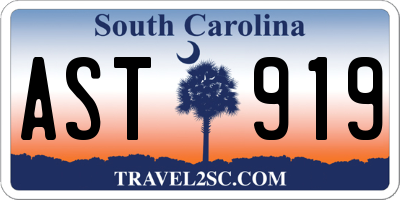 SC license plate AST919