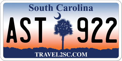SC license plate AST922