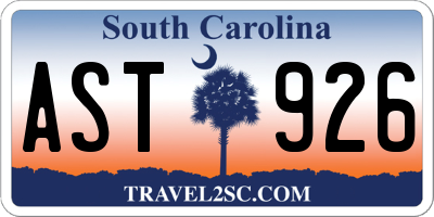 SC license plate AST926