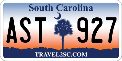 SC license plate AST927