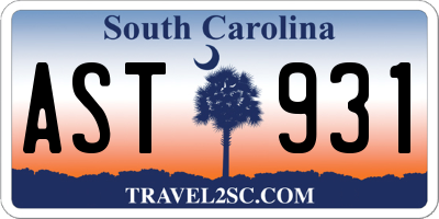 SC license plate AST931