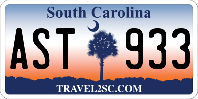 SC license plate AST933