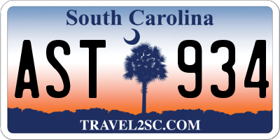 SC license plate AST934