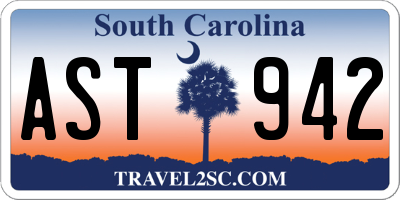 SC license plate AST942