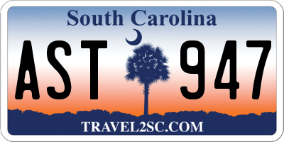 SC license plate AST947