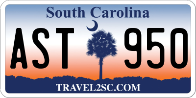 SC license plate AST950