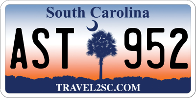 SC license plate AST952