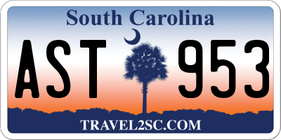 SC license plate AST953