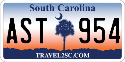 SC license plate AST954