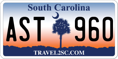 SC license plate AST960