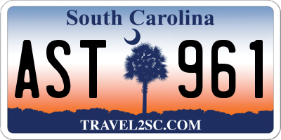 SC license plate AST961