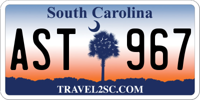 SC license plate AST967