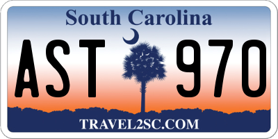 SC license plate AST970