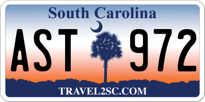 SC license plate AST972