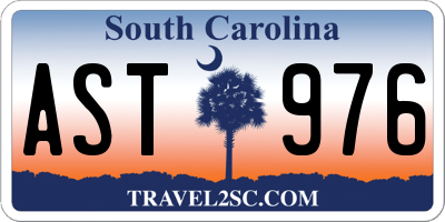 SC license plate AST976