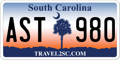 SC license plate AST980