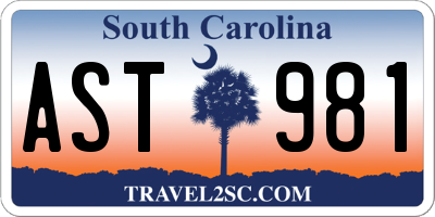 SC license plate AST981