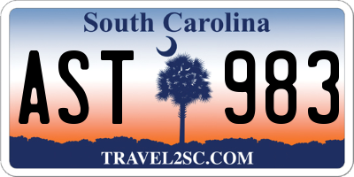 SC license plate AST983