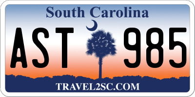 SC license plate AST985