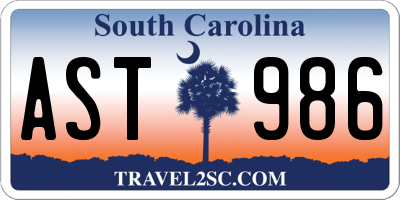 SC license plate AST986