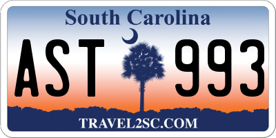 SC license plate AST993