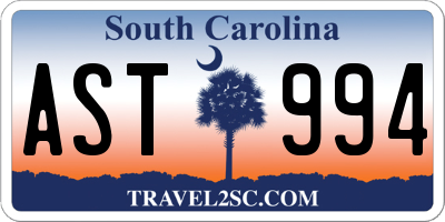 SC license plate AST994