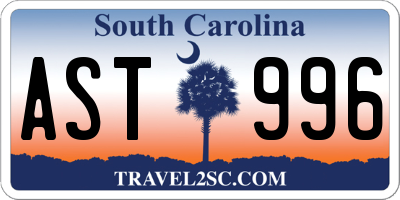 SC license plate AST996