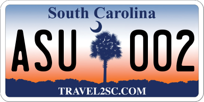 SC license plate ASU002