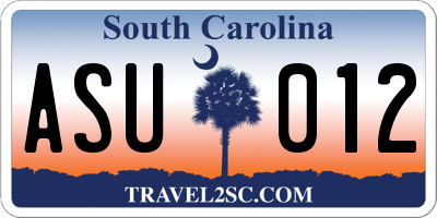 SC license plate ASU012