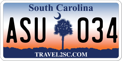 SC license plate ASU034
