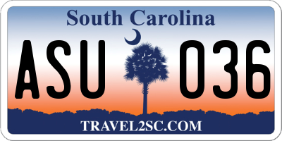 SC license plate ASU036