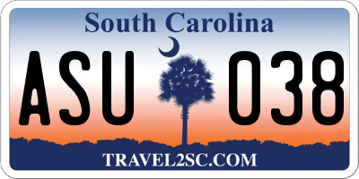 SC license plate ASU038