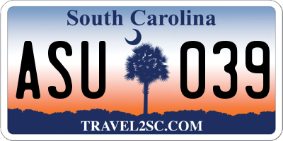 SC license plate ASU039