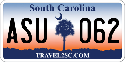 SC license plate ASU062