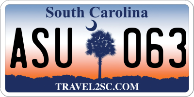 SC license plate ASU063