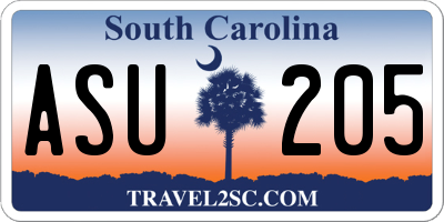 SC license plate ASU205