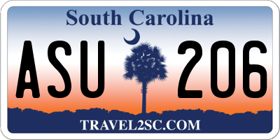 SC license plate ASU206