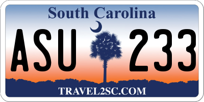SC license plate ASU233