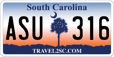 SC license plate ASU316