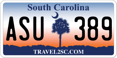 SC license plate ASU389