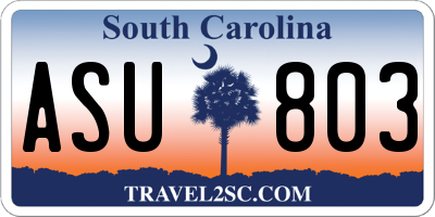 SC license plate ASU803